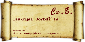 Csaknyai Borbála névjegykártya